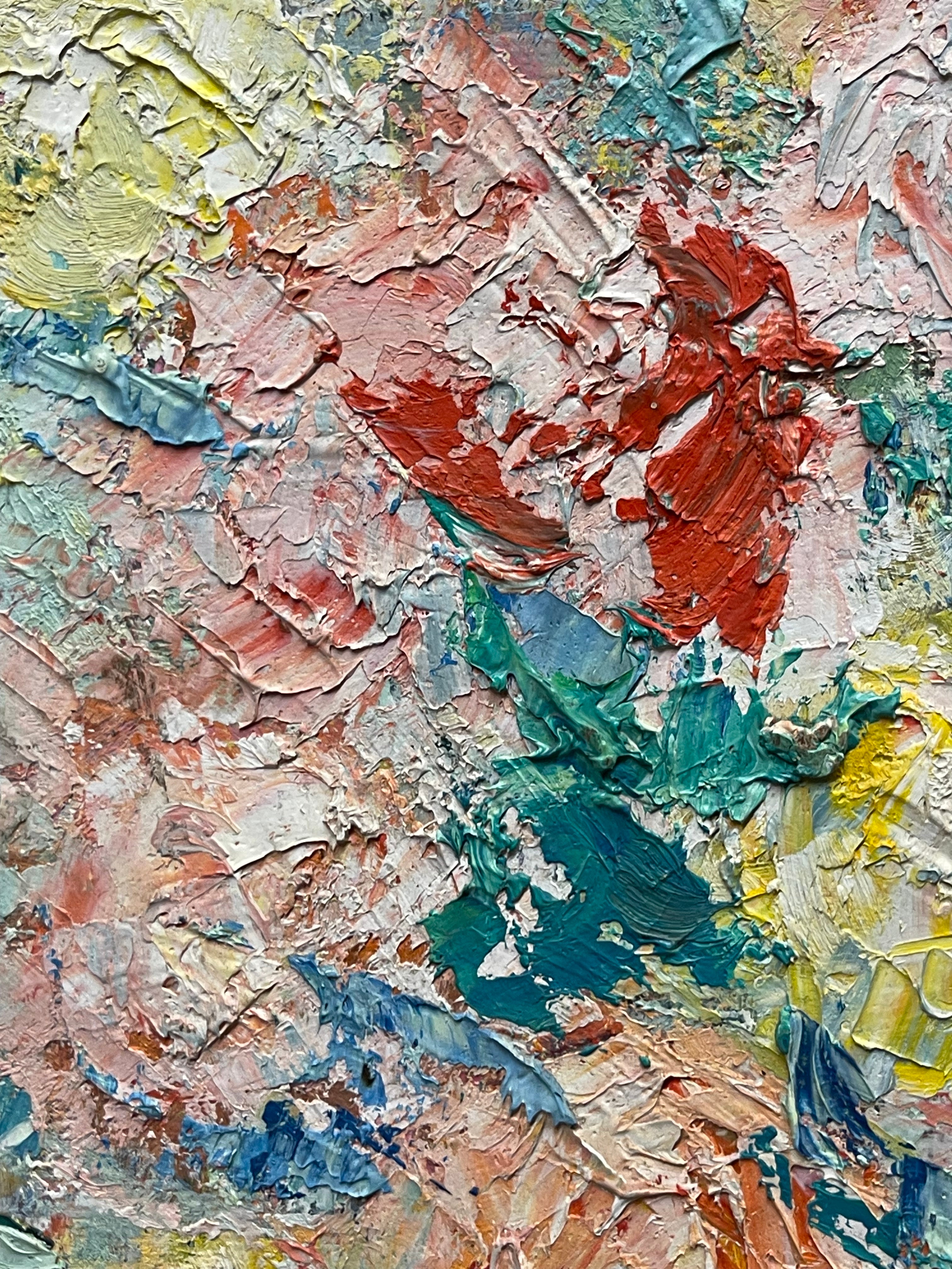 An Impressionist Oil on Board Bouquet Painting By Dimitri Romanovsky