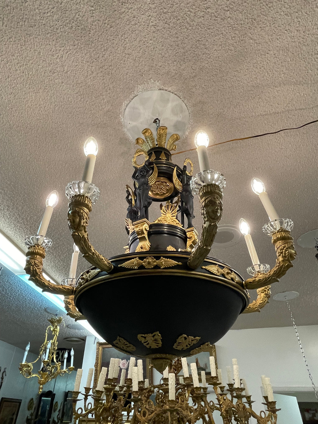19th Century French Gilt & Patinated Bronze Eight Lights Chandelier