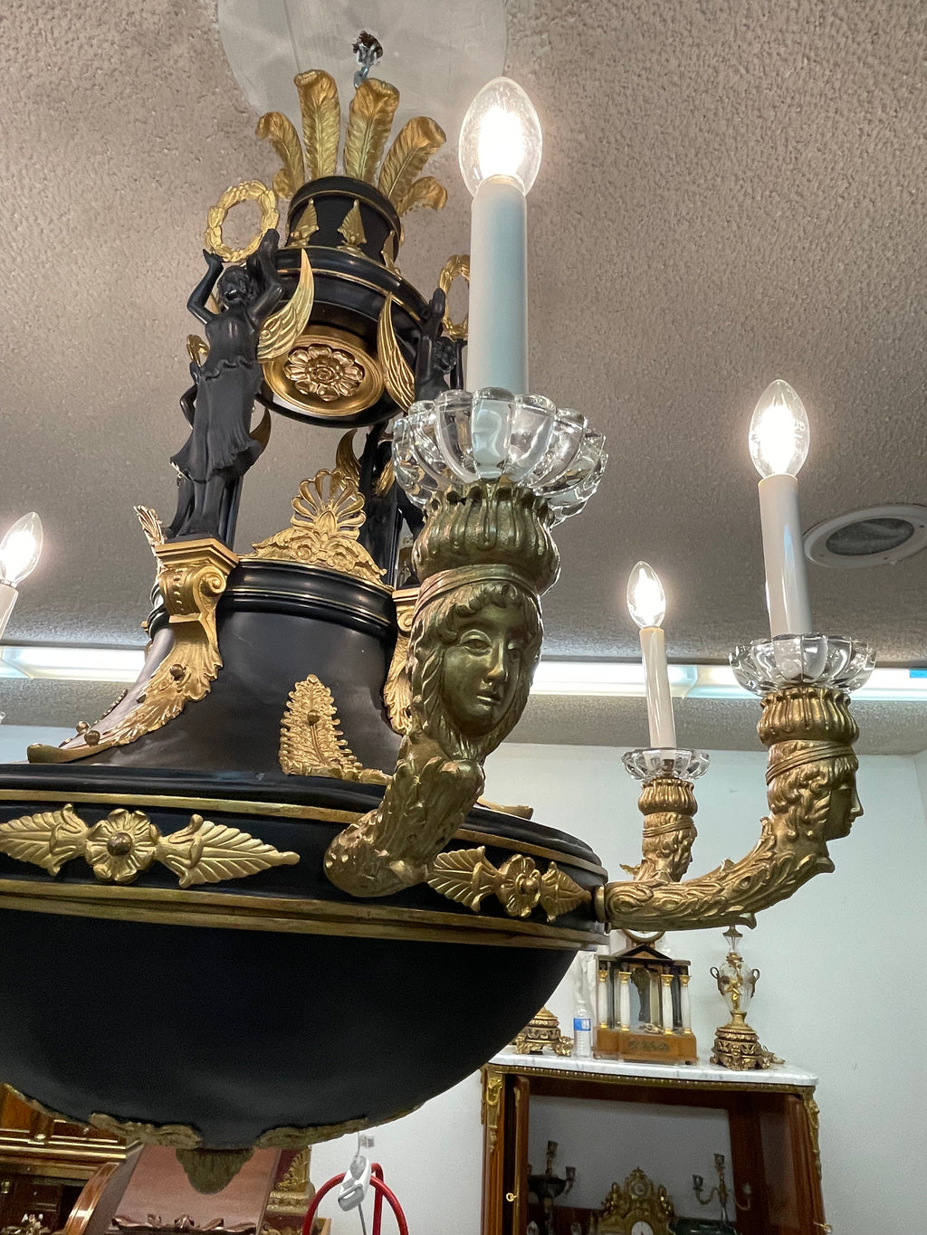 19th Century French Gilt & Patinated Bronze Eight Lights Chandelier