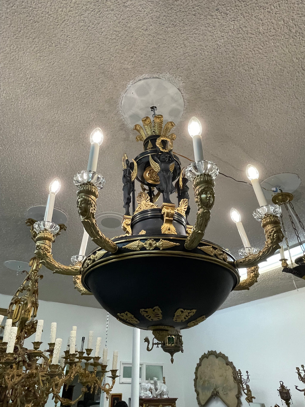 19th Century French Gilt & Patinated Bronze Eight Lights Chandelier