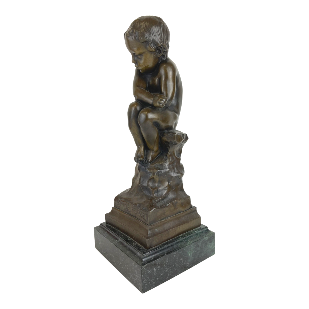 A Patinated Bronze Figure Of A Seated Cupid Circa 1900
