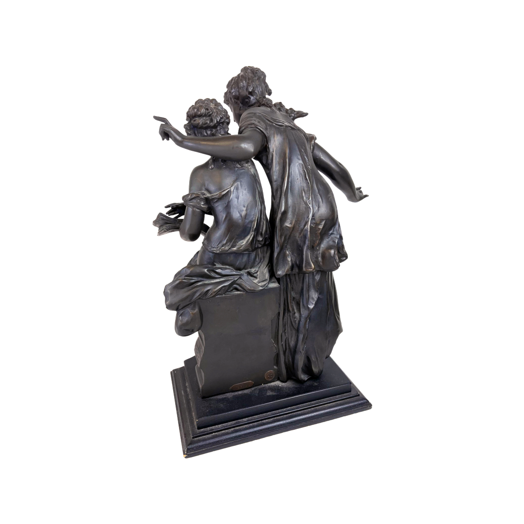 Patinated Bronze Group Mounted Wooden Base