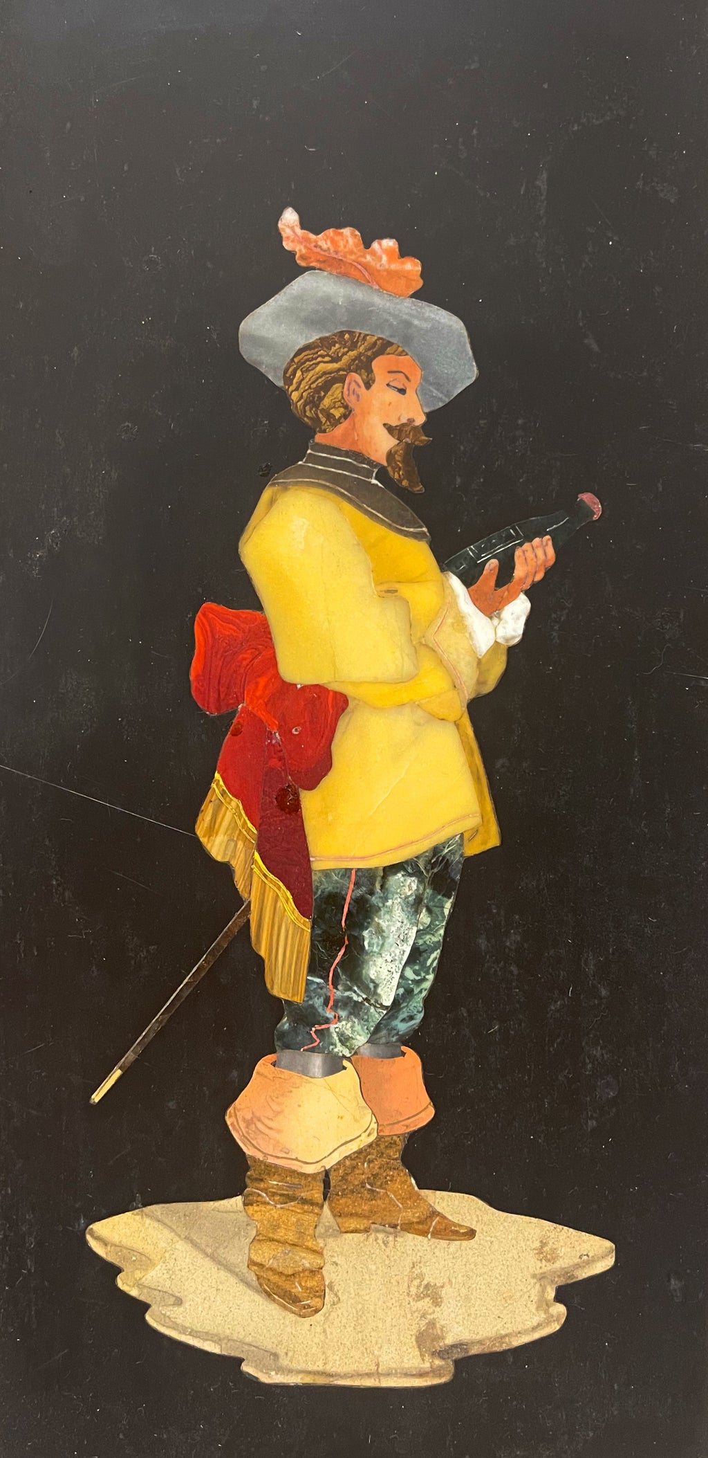 19th Century Italian Pietra Dura Plaque, Framed