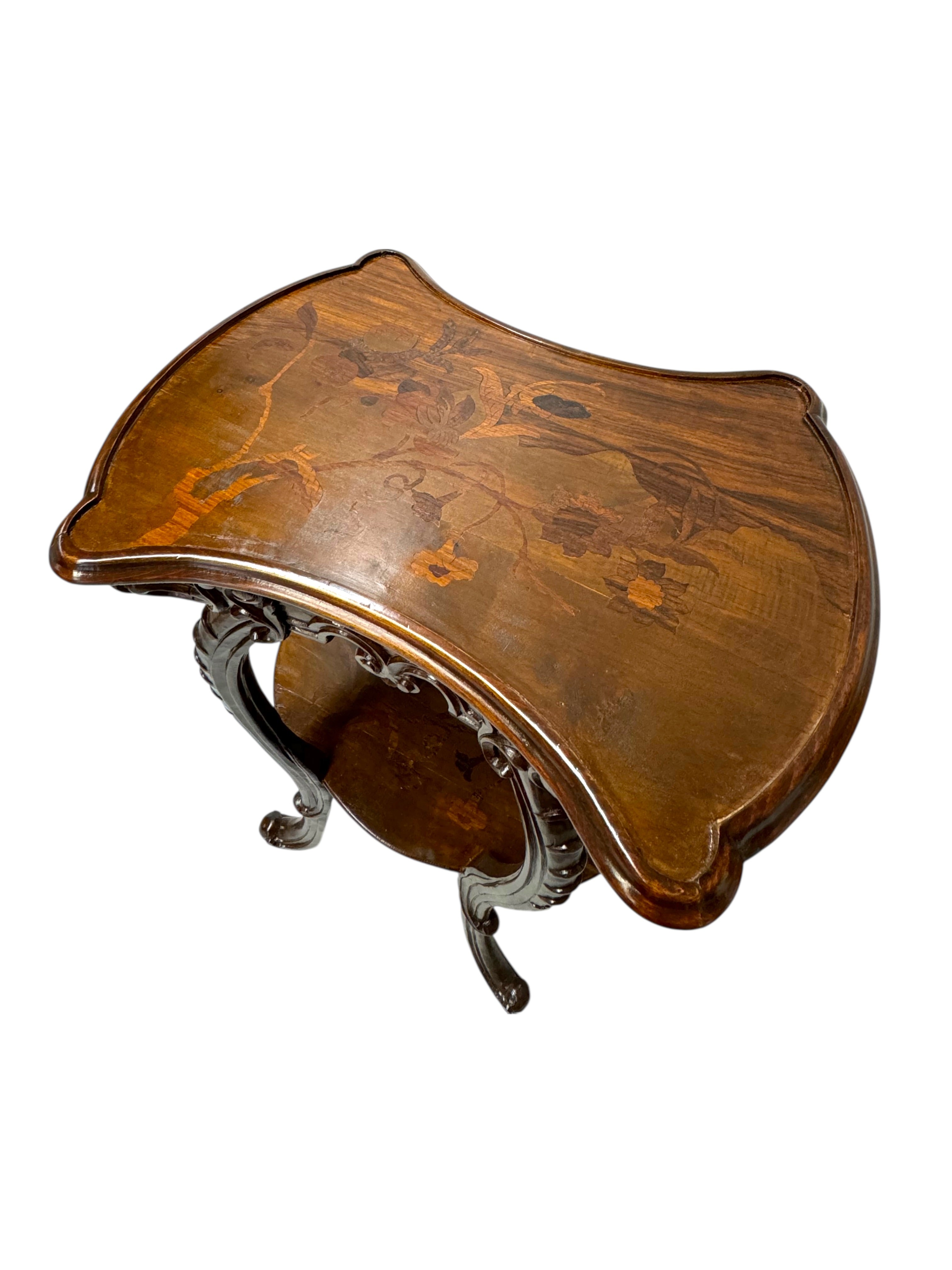Pair of French Art Nouveau Louis Majorelle Style Inlaid Side Tables