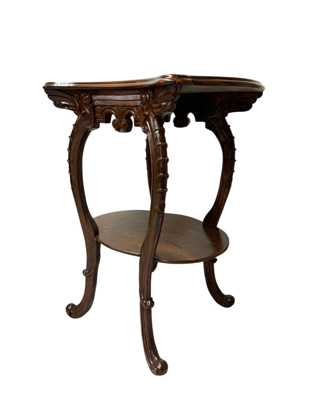 Pair of French Art Nouveau Louis Majorelle Style Inlaid Side Tables