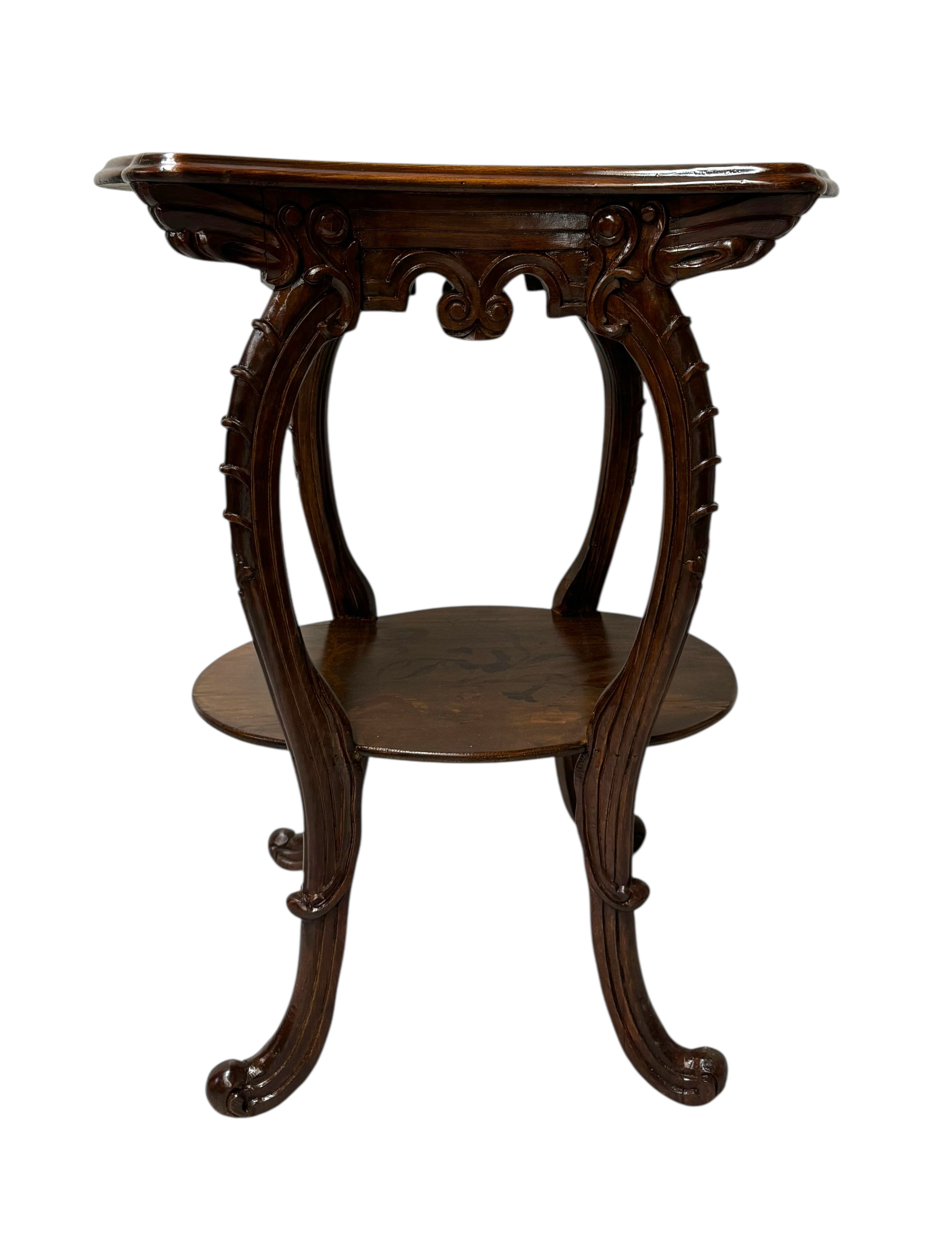 Pair of French Art Nouveau Louis Majorelle Style Inlaid Side Tables