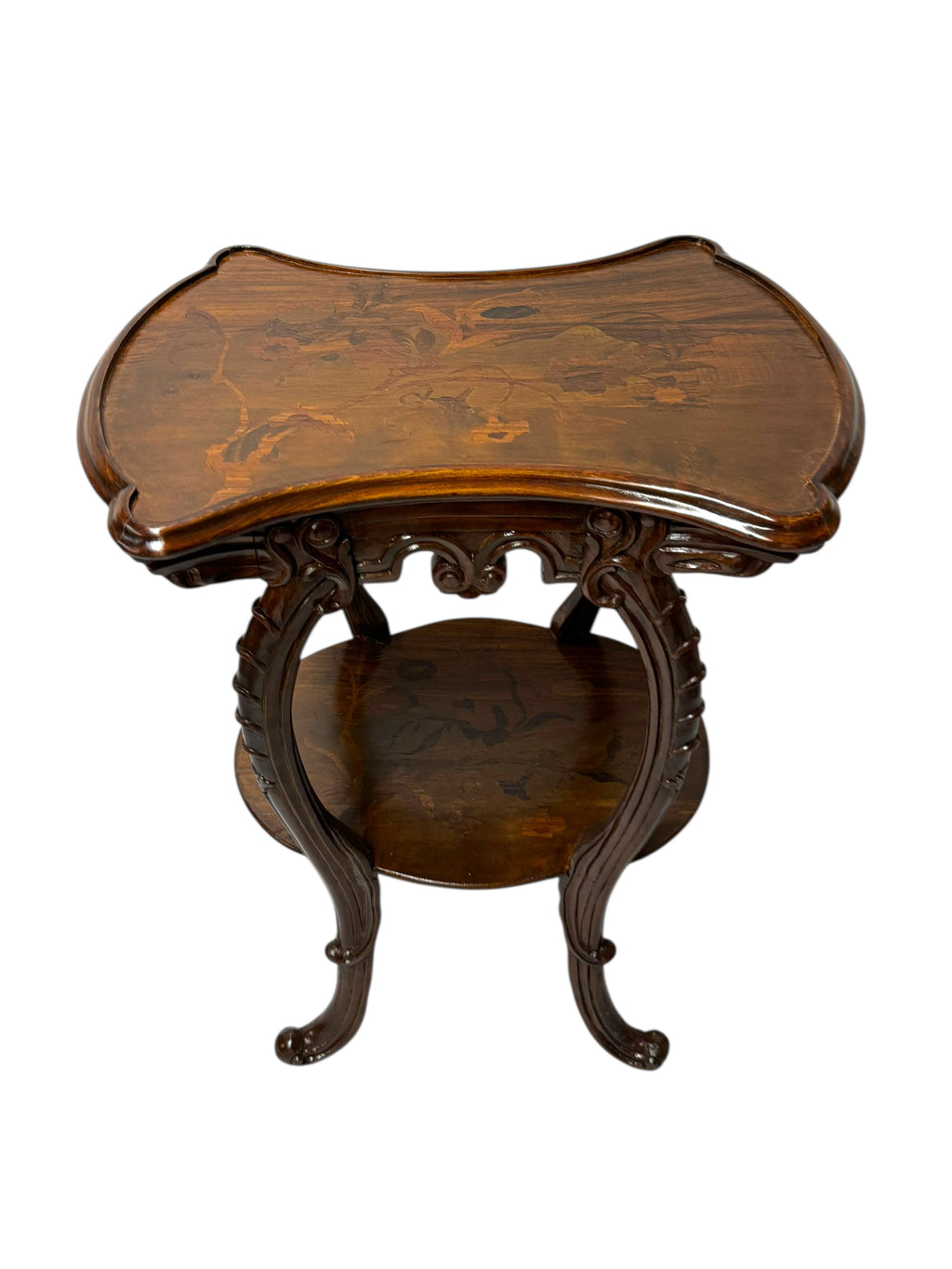Pair of French Art Nouveau Louis Majorelle Style Inlaid Side Tables