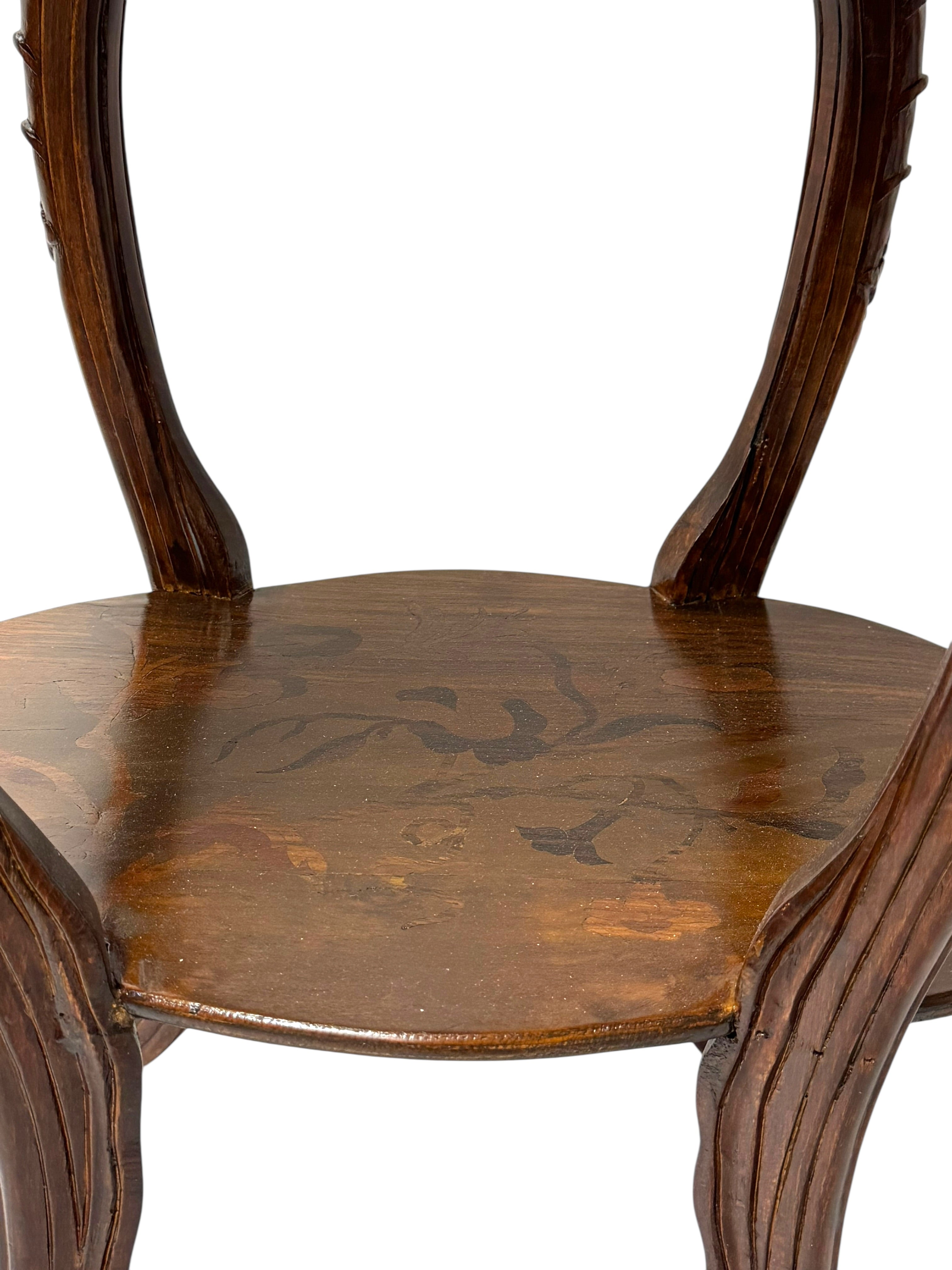 Pair of French Art Nouveau Louis Majorelle Style Inlaid Side Tables