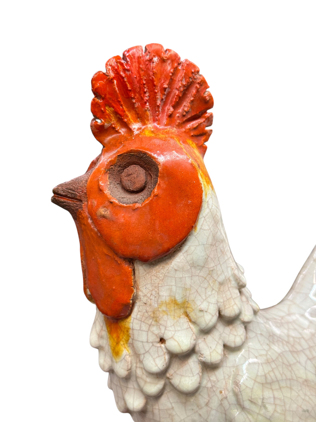A Rare Art Deco Porcelain Rooster Sculpture by Marjolaine & Luc Lanel