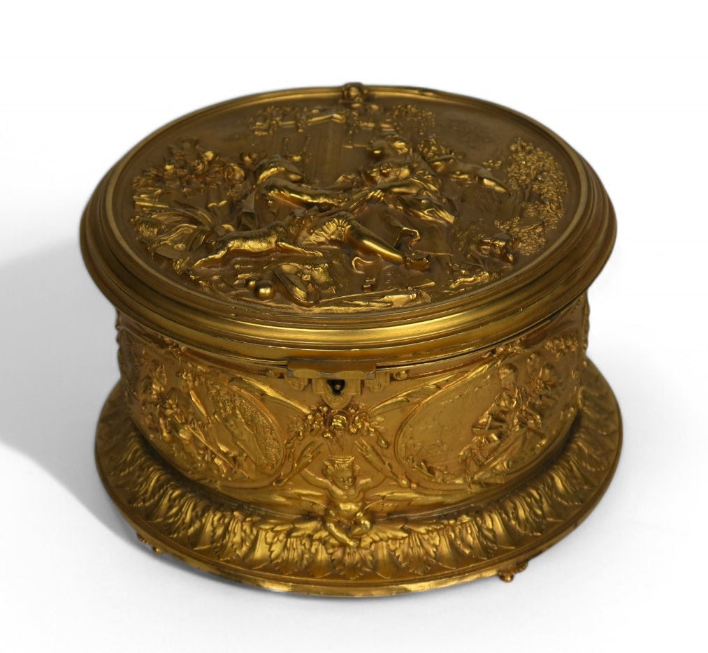 19th Century French Gilt Bronze Hinged Jewelry Box