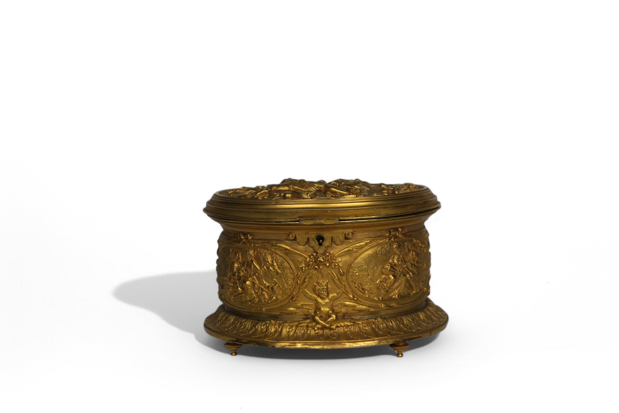 19th Century French Gilt Bronze Hinged Jewelry Box