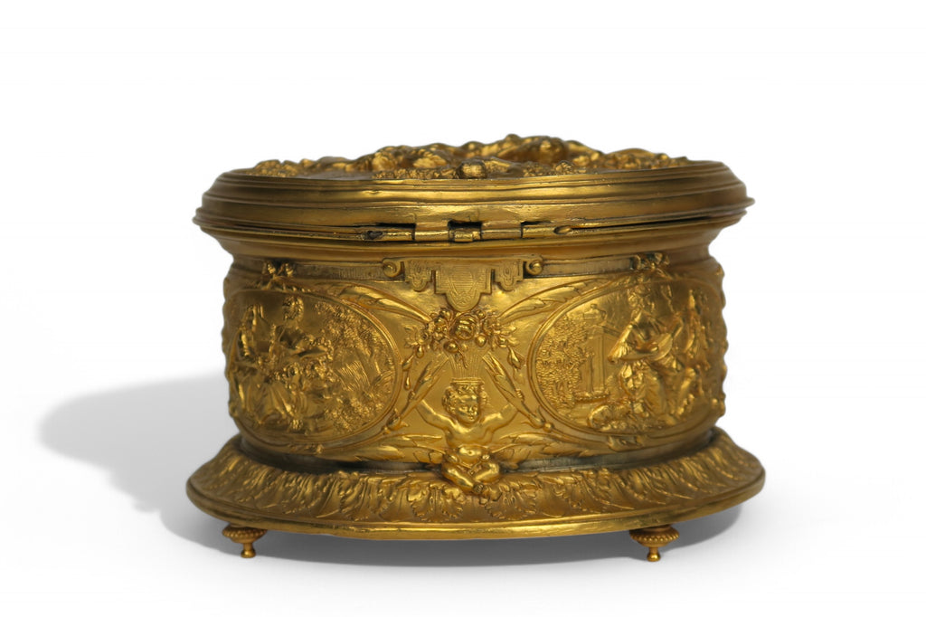 19th Century French Gilt Bronze Hinged Jewelry Box
