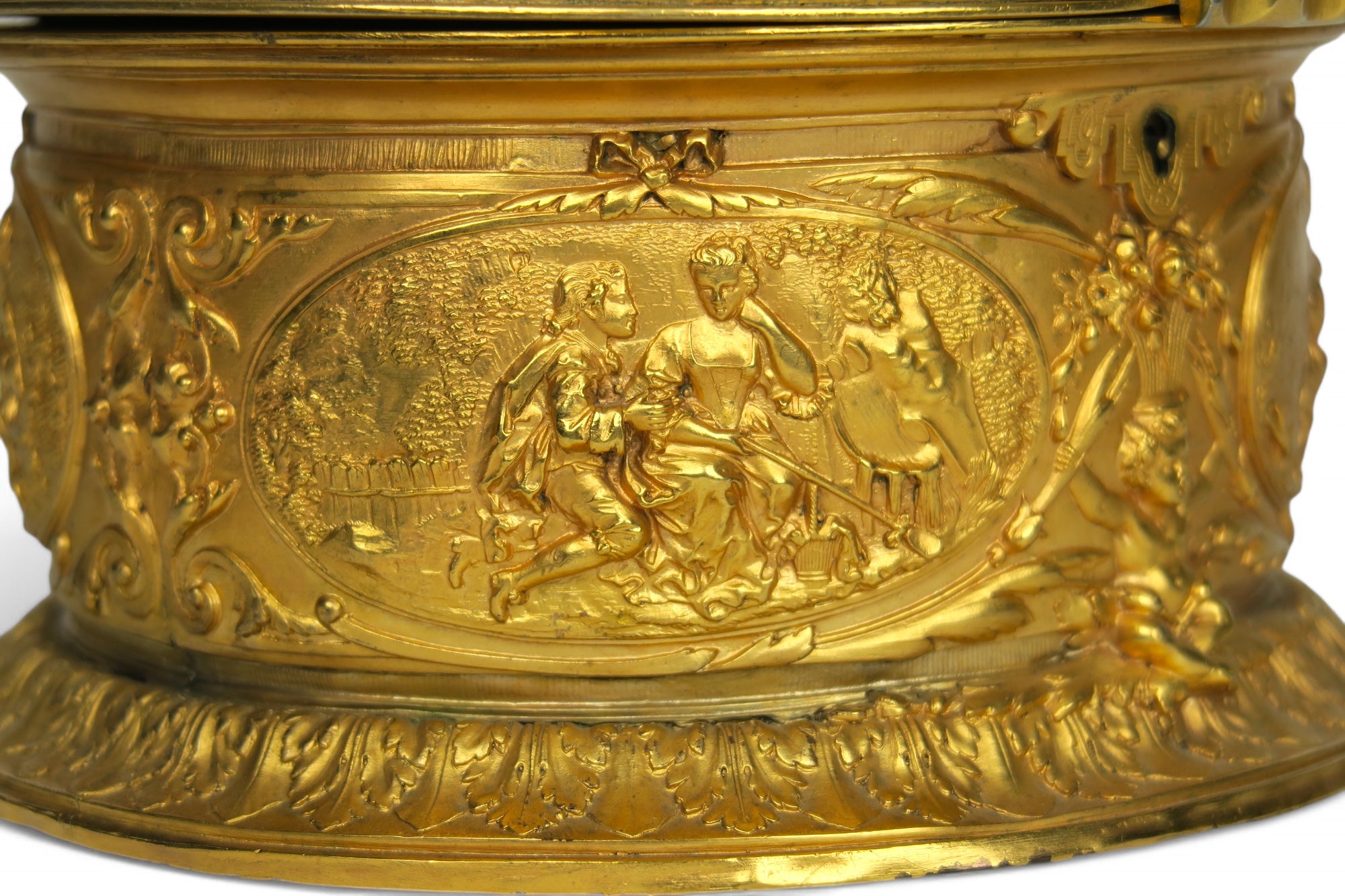 19th Century French Gilt Bronze Hinged Jewelry Box