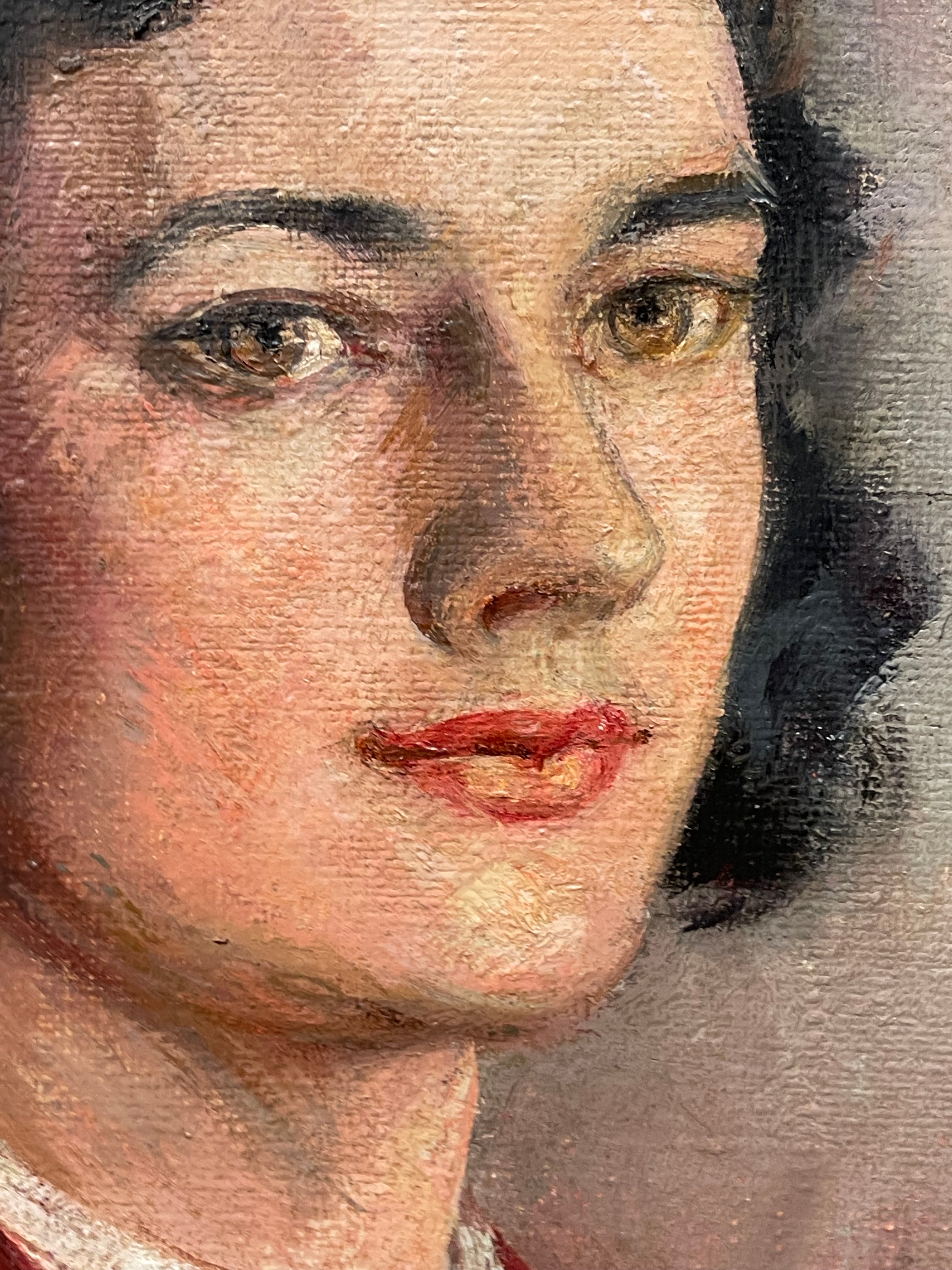 An Oil on Canvas Painting of a Lady’s Portrait