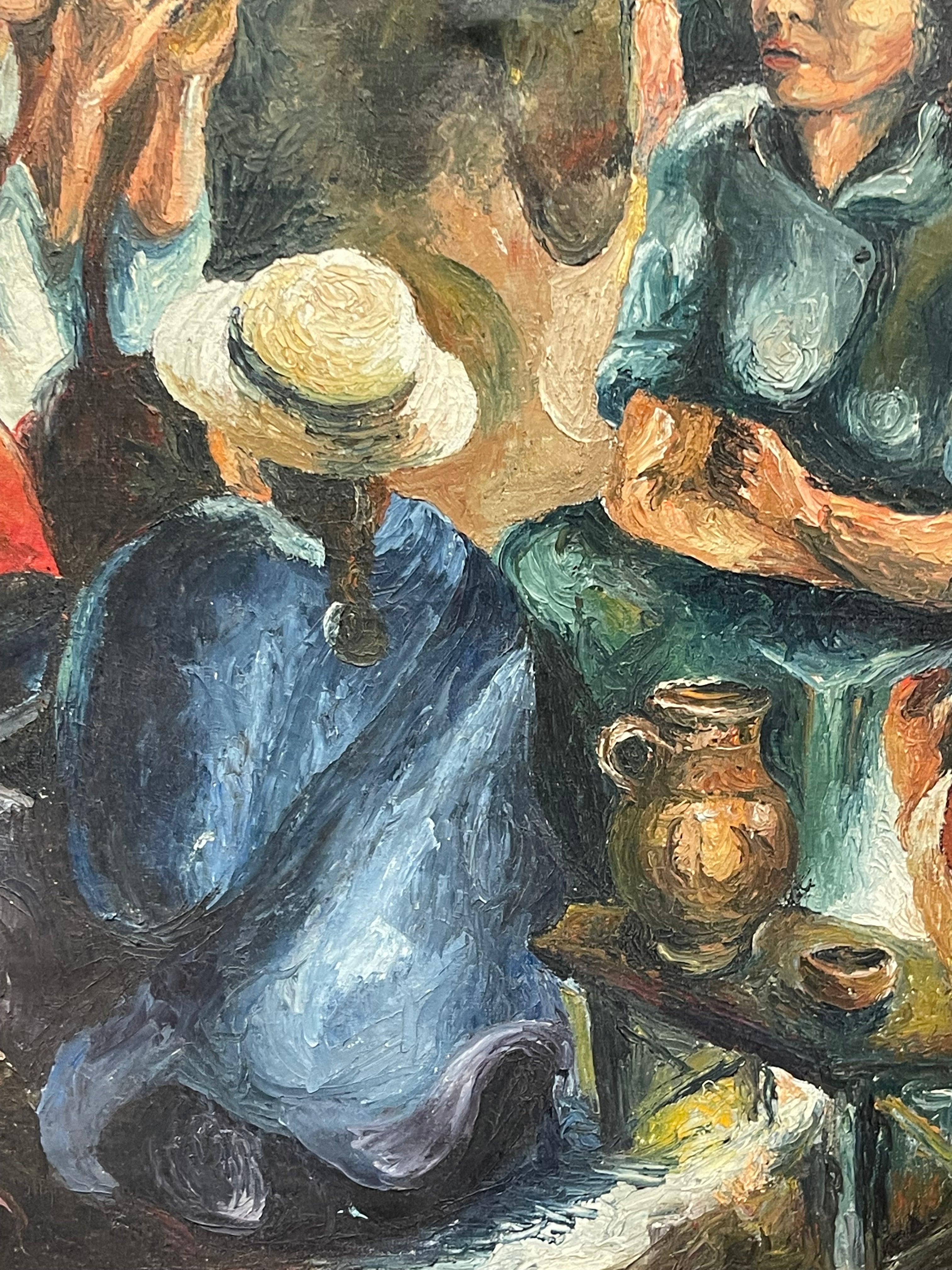 A 20th Century Mexican Oil on Canvas Painting of a Musical Scene, Signed By R. G