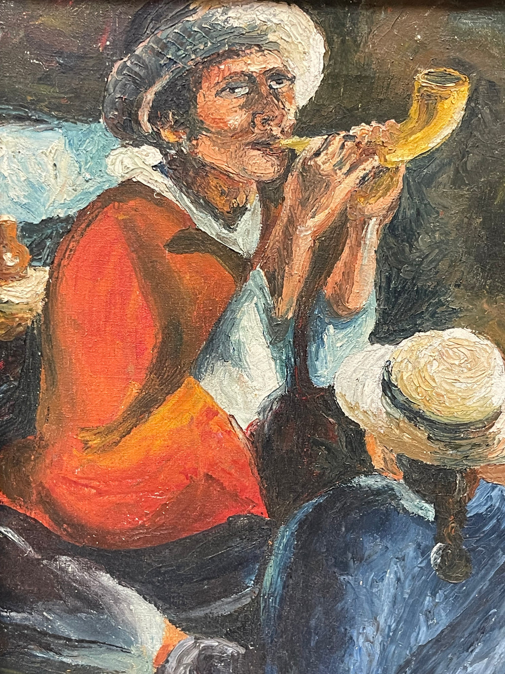 A 20th Century Mexican Oil on Canvas Painting of a Musical Scene, Signed By R. G