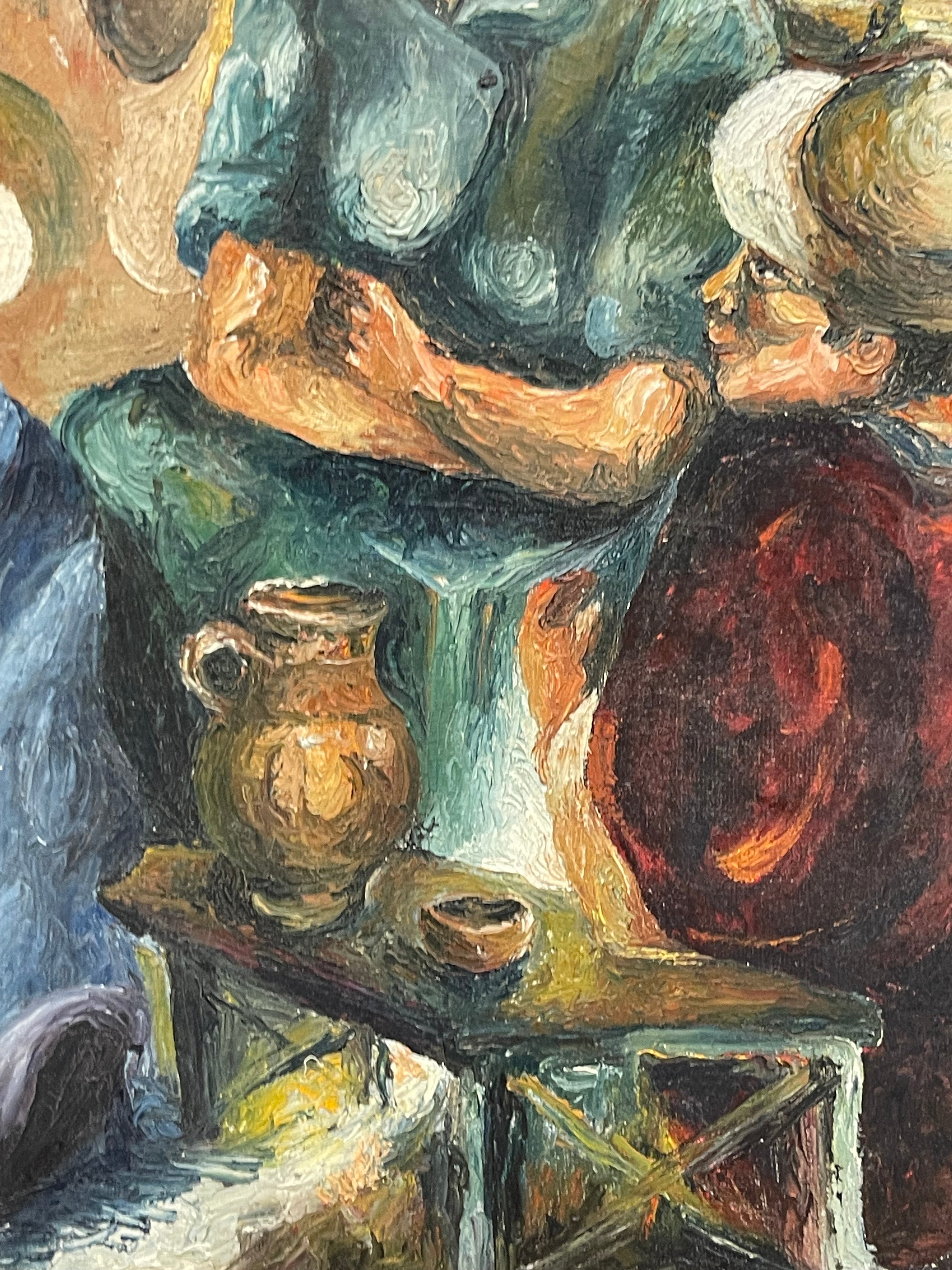 A 20th Century Mexican Oil on Canvas Painting of a Musical Scene, Signed By R. G