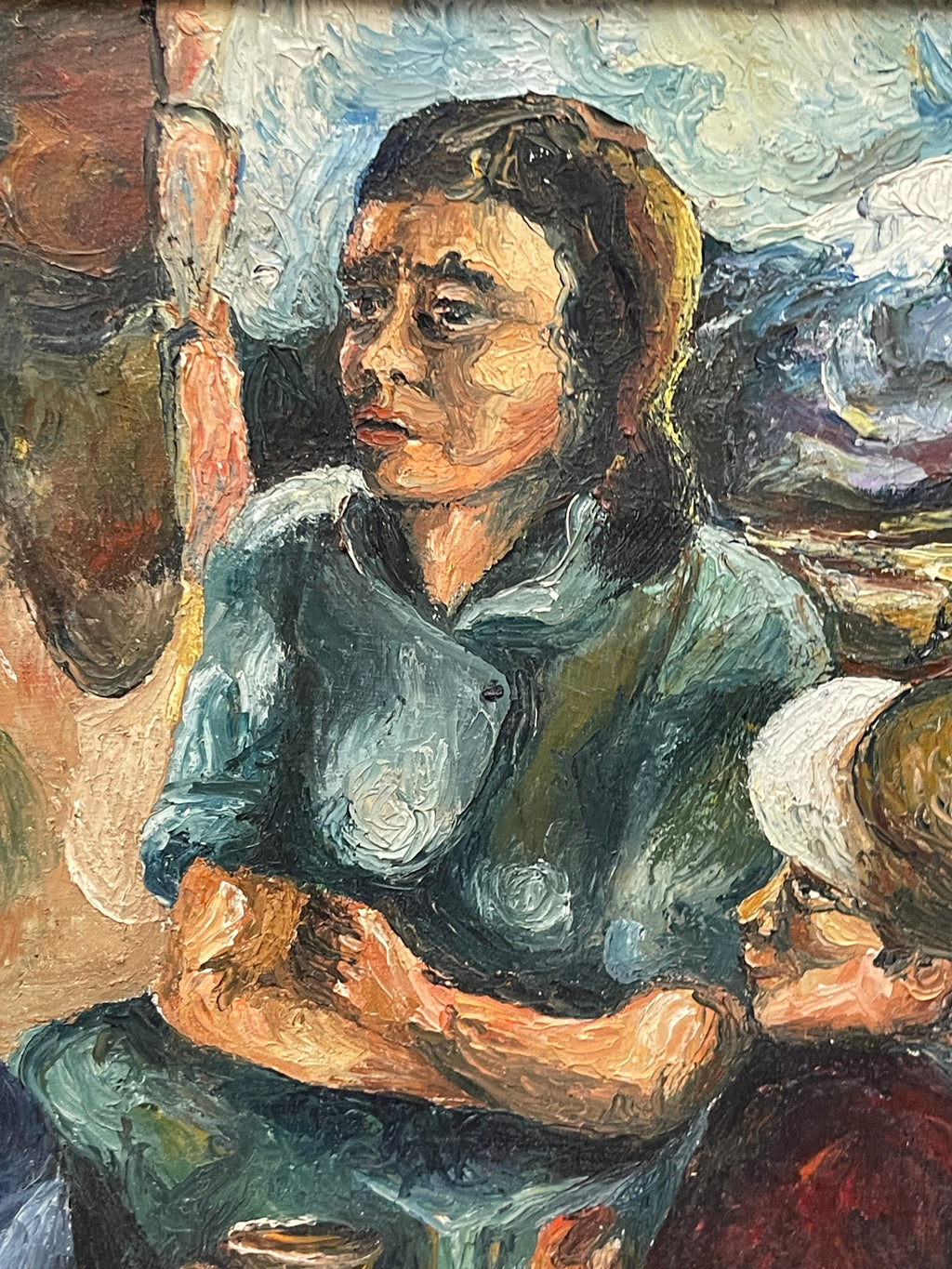 A 20th Century Mexican Oil on Canvas Painting of a Musical Scene, Signed By R. G