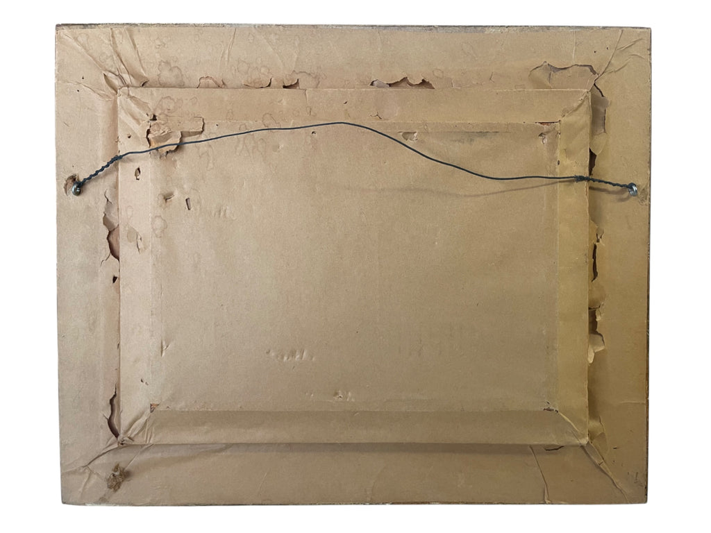 An Antique Knitting Work Landscape View Set in an Ornate Frame