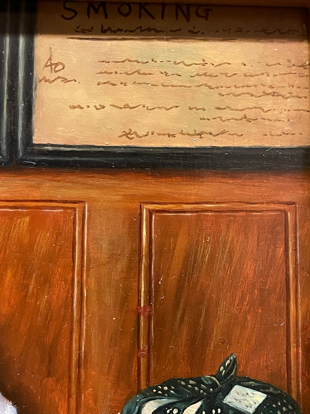 An Oil on Board Painting Depicting a Seated Young Girl at a Train Station