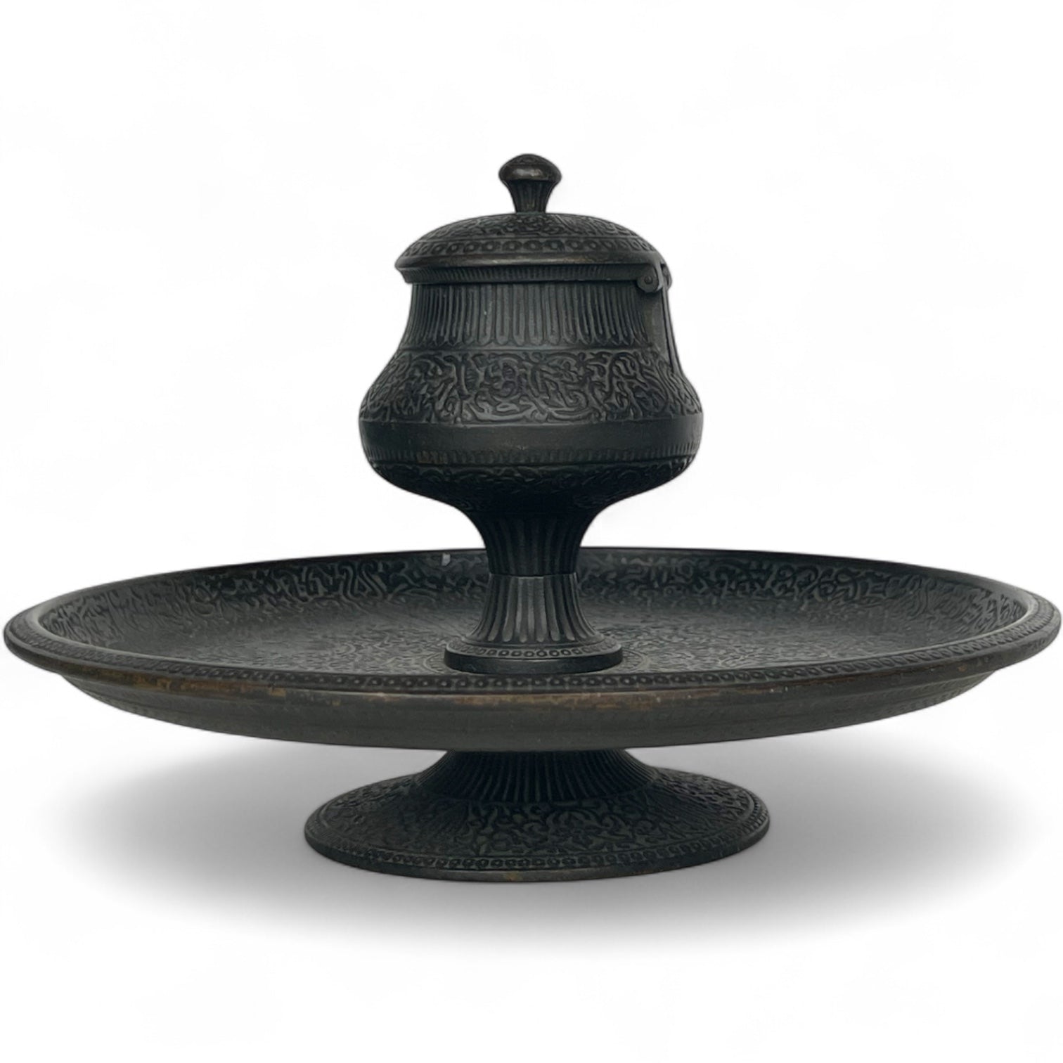 19th Century French F. Barbedienne Patinated Bronze Persian Pattern Inkwell