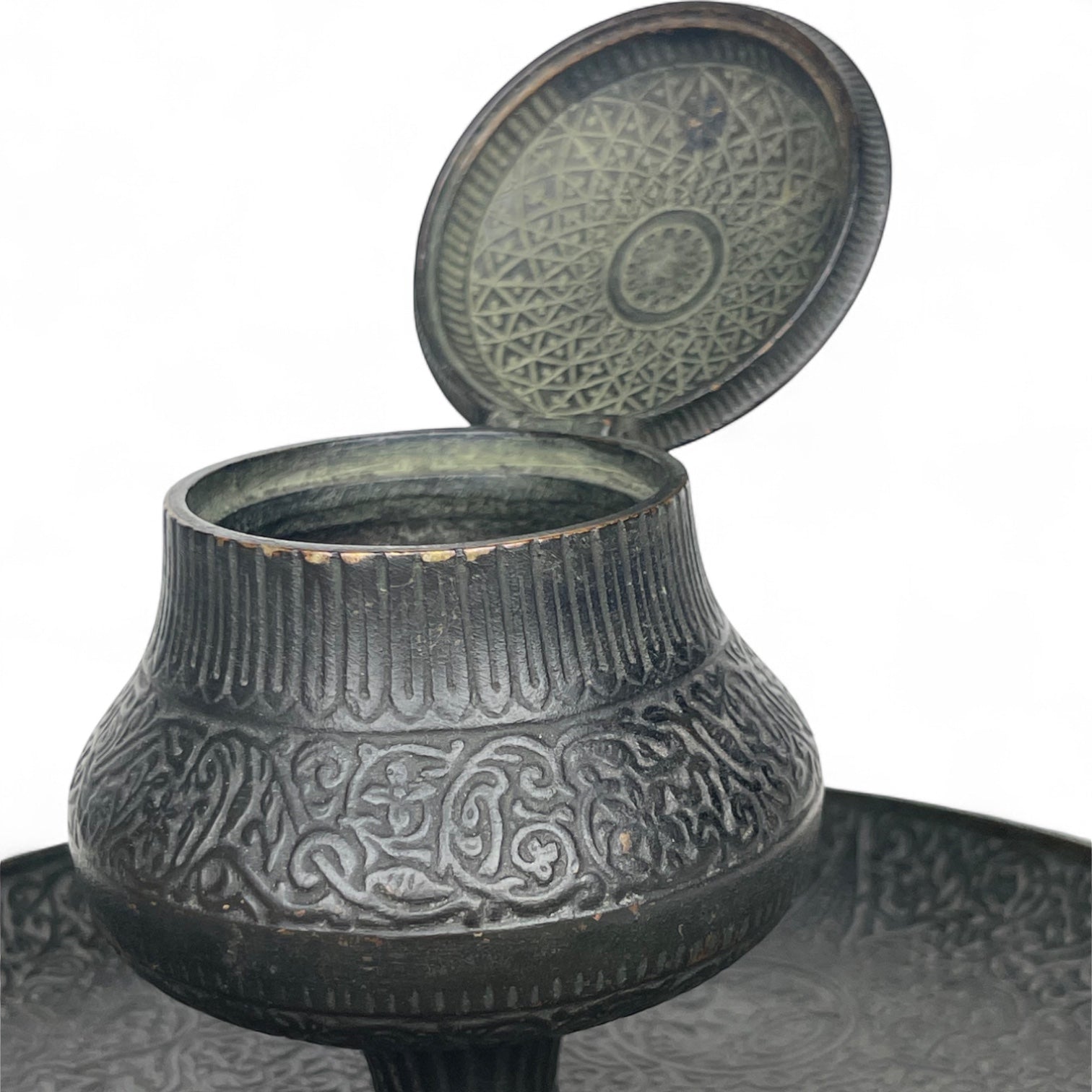 19th Century French F. Barbedienne Patinated Bronze Persian Pattern Inkwell