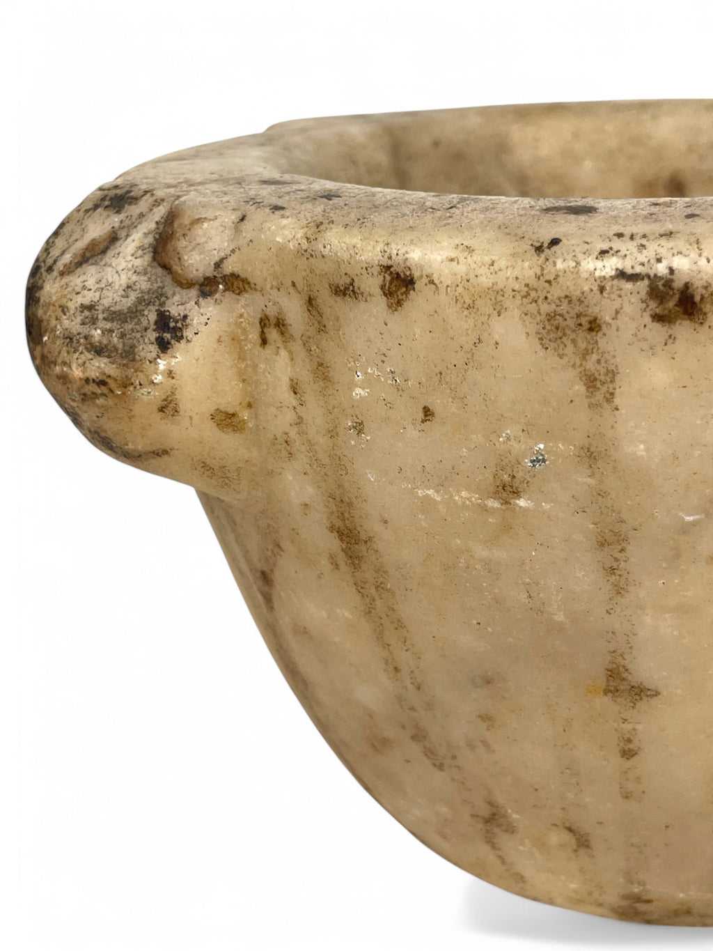 An 18th Century Italian Carved White Marble Mortar & Wooden Pestle