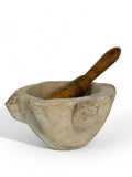 A Large 18th Century Italian Carved White Marble Mortar & Wooden Pestle