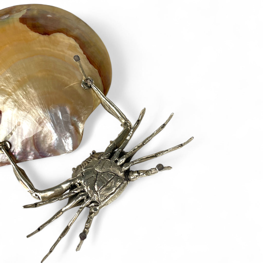 A Silver Plated Bronze Sculpture of a Crab, In the manner of Buccelati