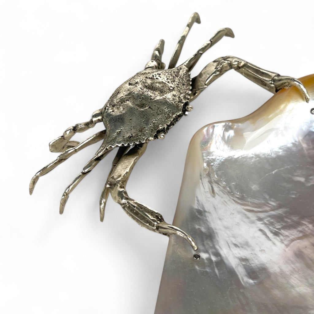 A Silver Plated Bronze Sculpture of a Crab, In the manner of Buccelati