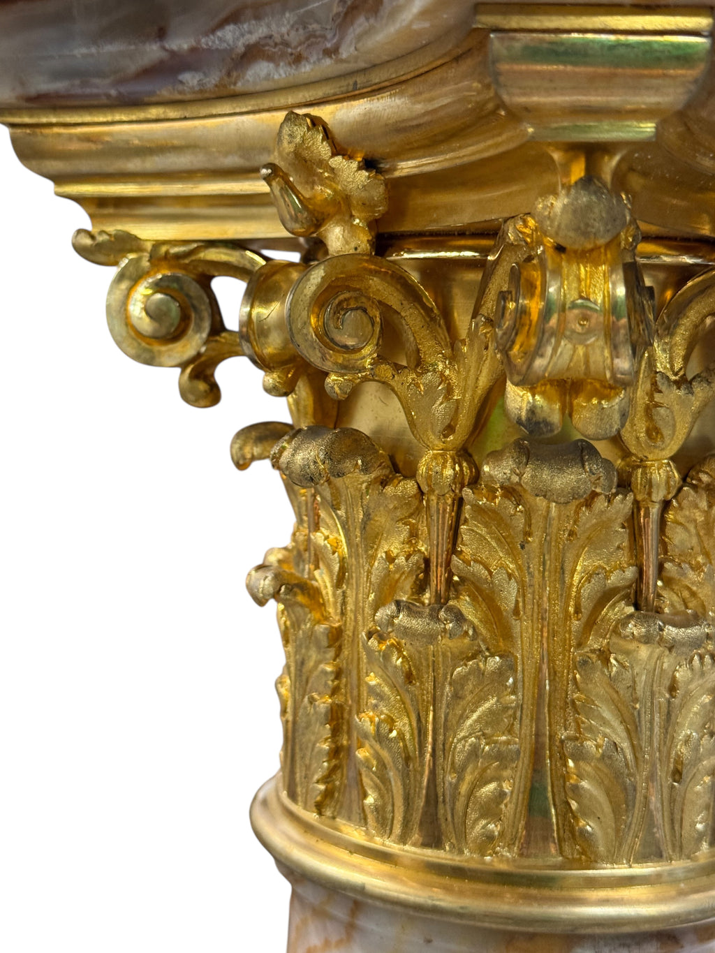 A Pair Of Ormolu Mounted Onyx Pedestal Jardinieres By H. Journet