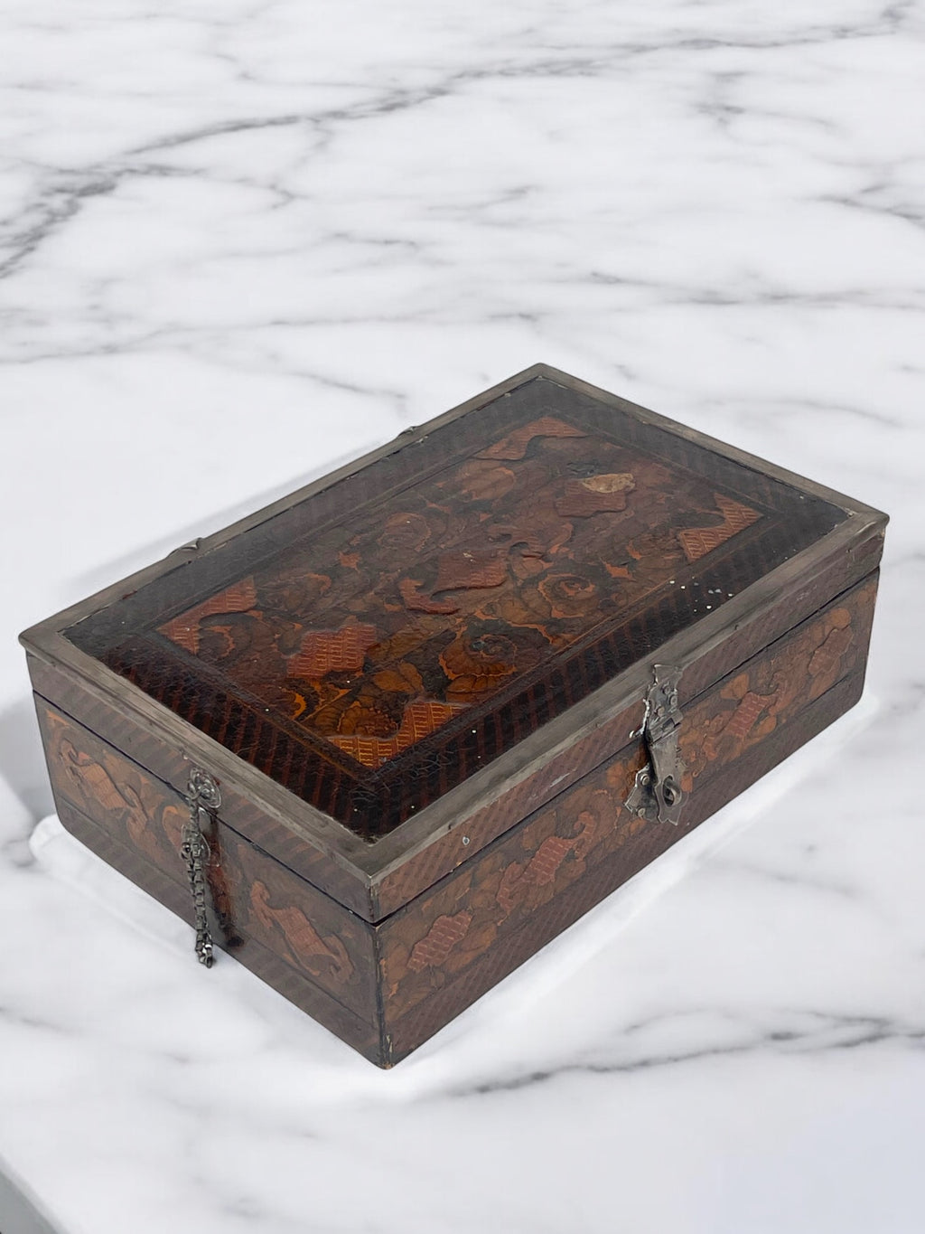 19th Century Persian Qajar Silver Mounted Hand Painted Box