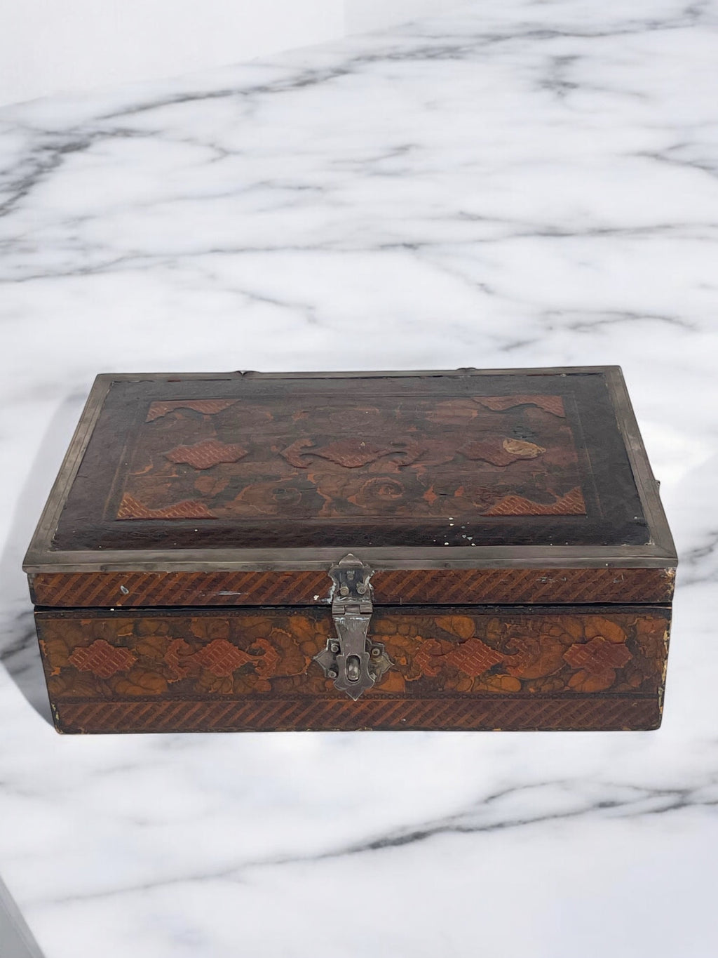 19th Century Persian Qajar Silver Mounted Hand Painted Box