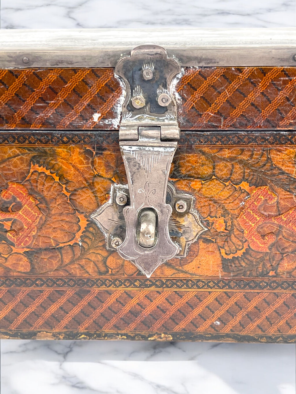 19th Century Persian Qajar Silver Mounted Hand Painted Box