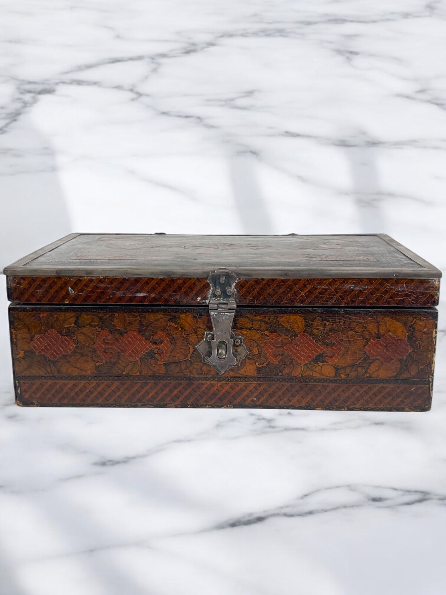 19th Century Persian Qajar Silver Mounted Hand Painted Box