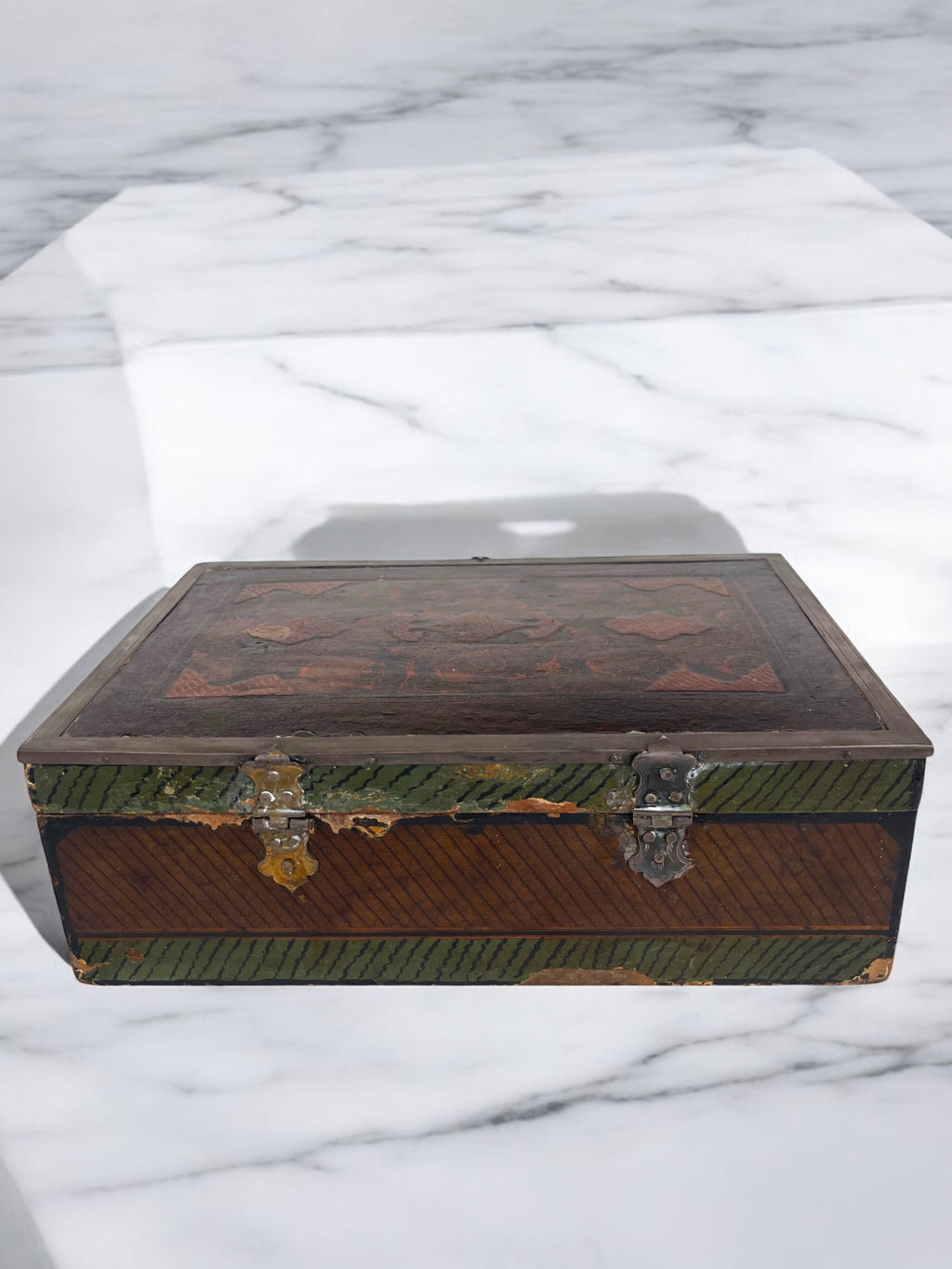19th Century Persian Qajar Silver Mounted Hand Painted Box