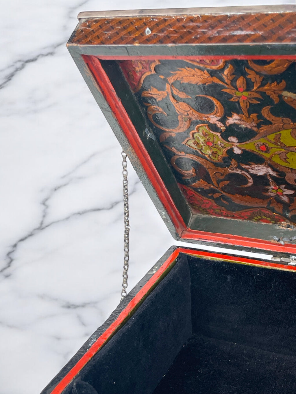 19th Century Persian Qajar Silver Mounted Hand Painted Box