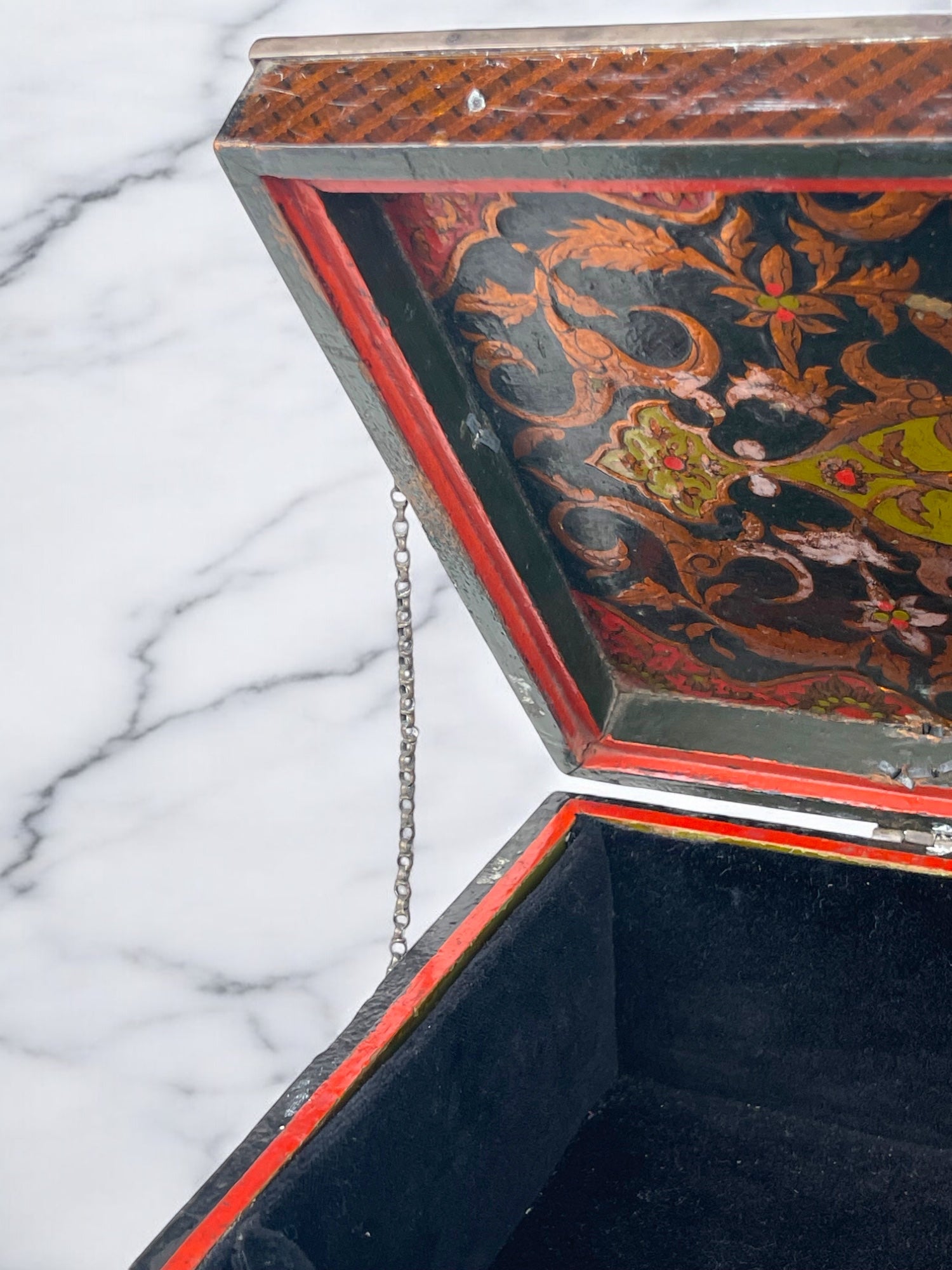 19th Century Persian Qajar Silver Mounted Hand Painted Box