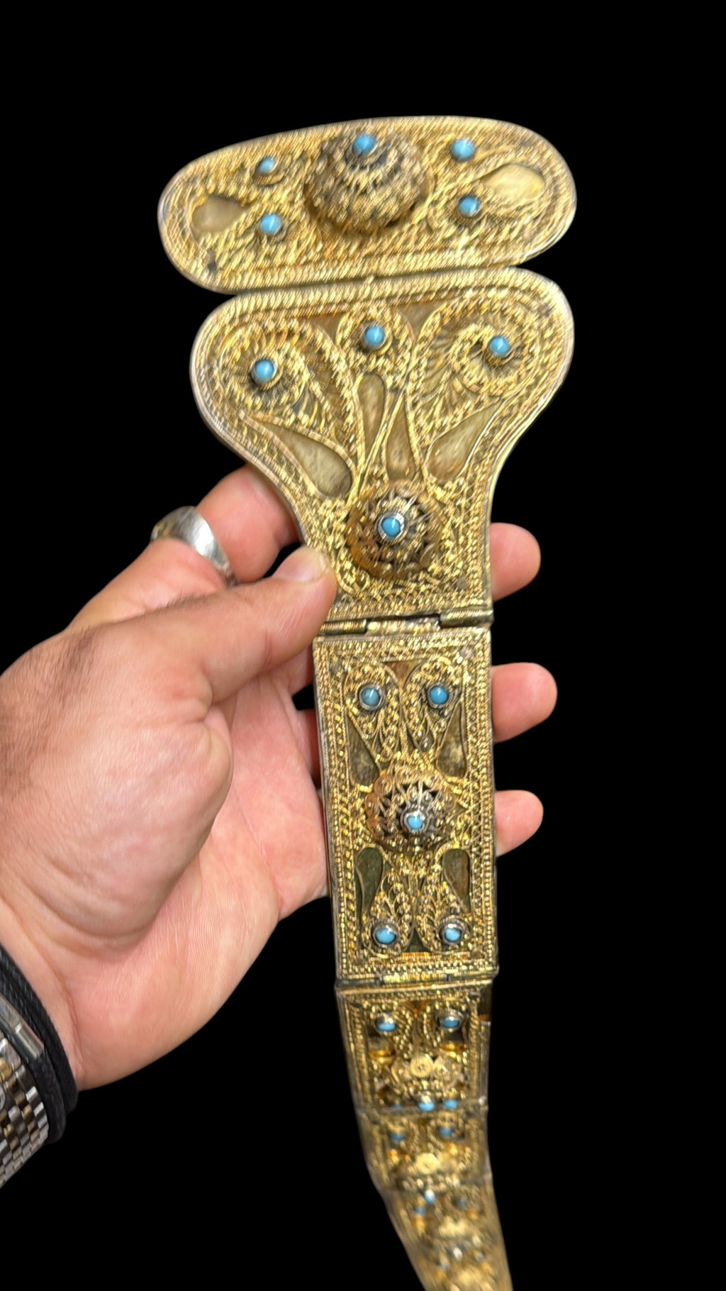 A Russian 84 Gilded Silver Jeweled Filigree Work Belt