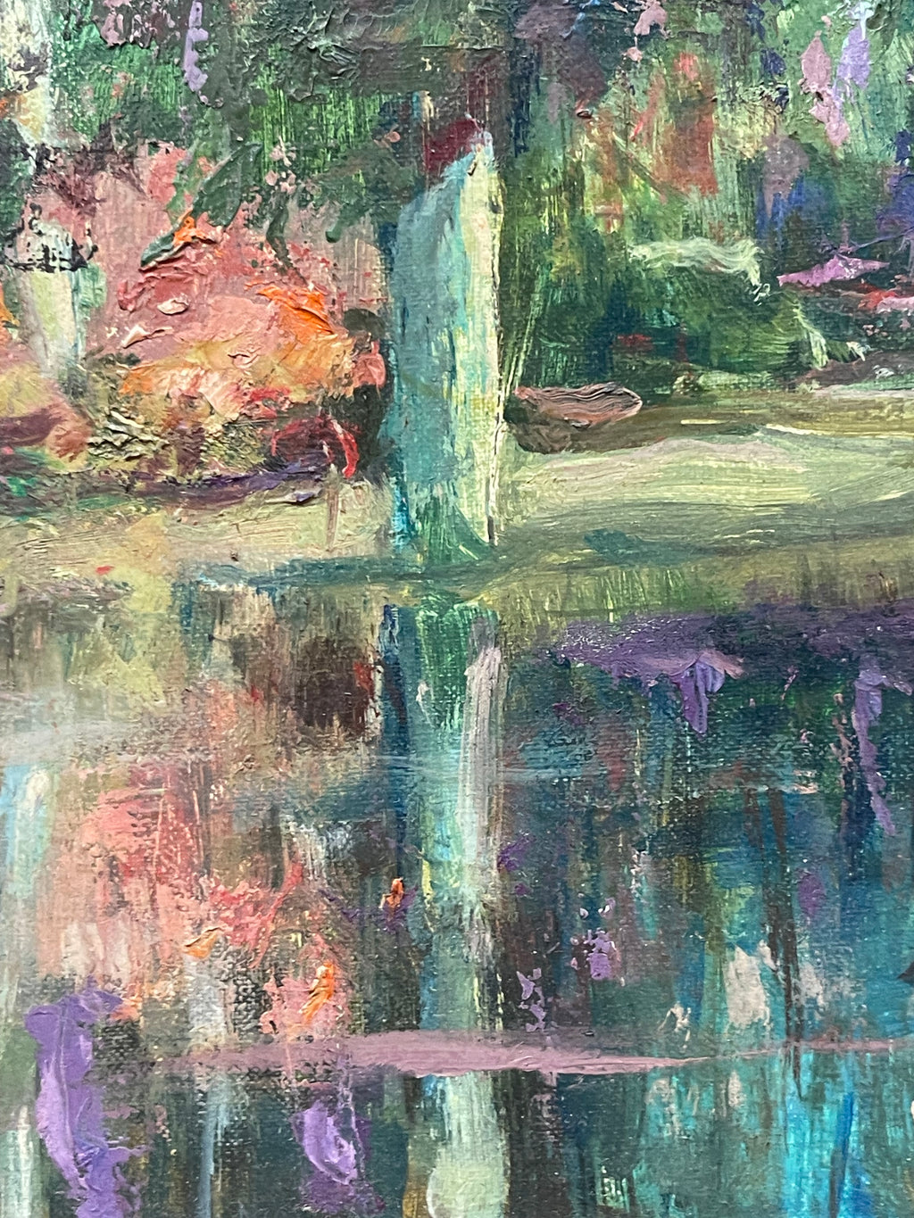 An Impressionist Oil on Canvas of a Lake Reflection By Walter A. Bailey