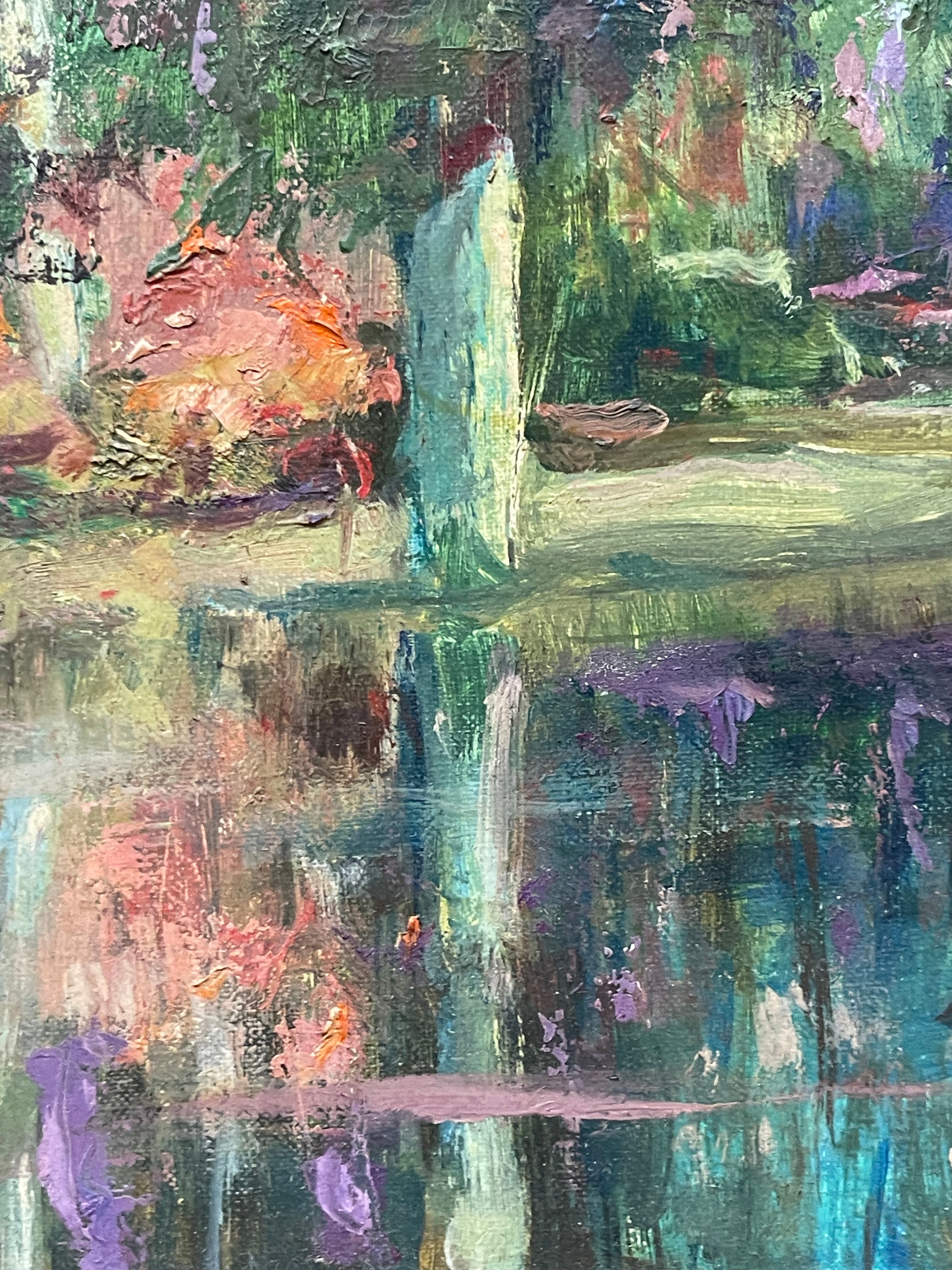 An Impressionist Oil on Canvas of a Lake Reflection By Walter A. Bailey