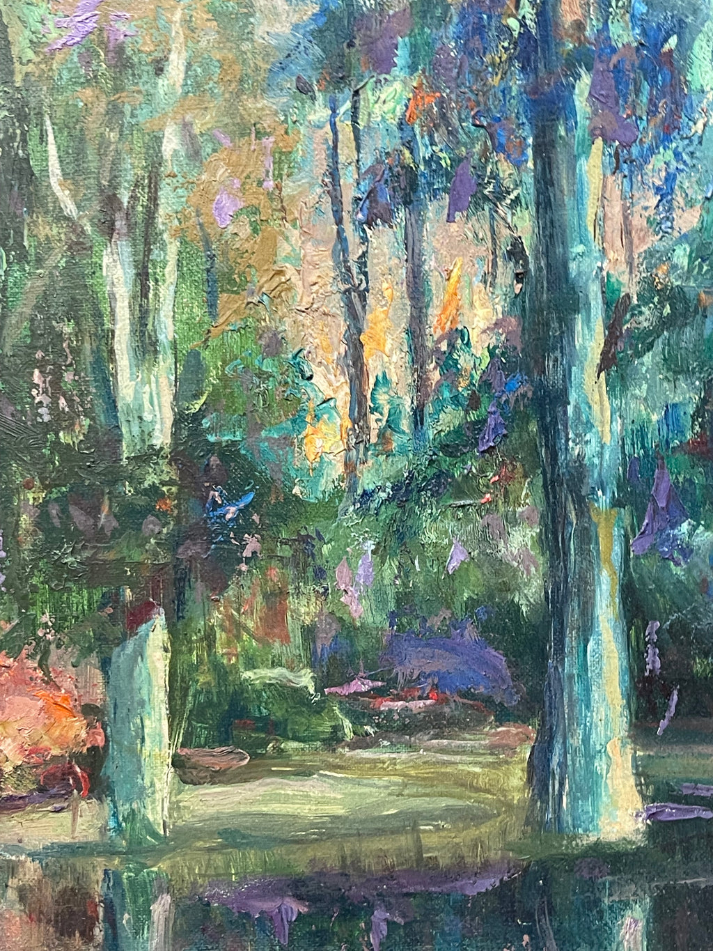 An Impressionist Oil on Canvas of a Lake Reflection By Walter A. Bailey