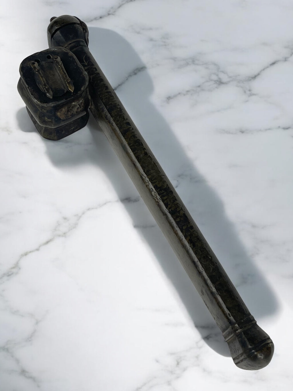 19th Century Middle Eastern Handmade Brass Inkwell & Pen Holder Signed