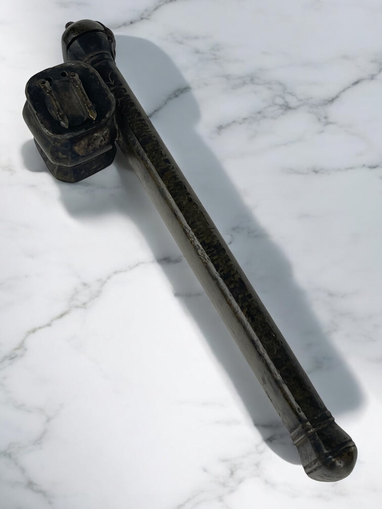 19th Century Middle Eastern Handmade Brass Inkwell & Pen Holder Signed