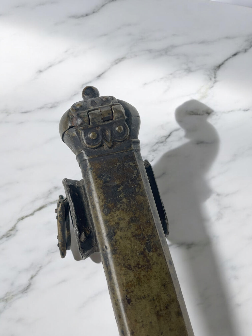 19th Century Middle Eastern Handmade Brass Inkwell & Pen Holder Signed