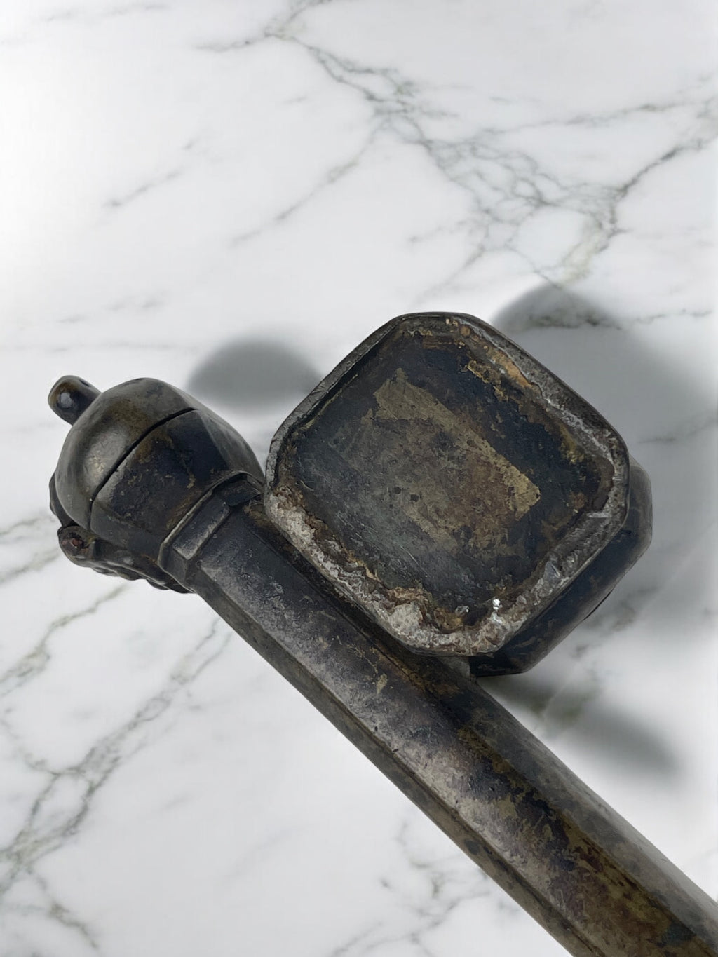 19th Century Middle Eastern Handmade Brass Inkwell & Pen Holder Signed