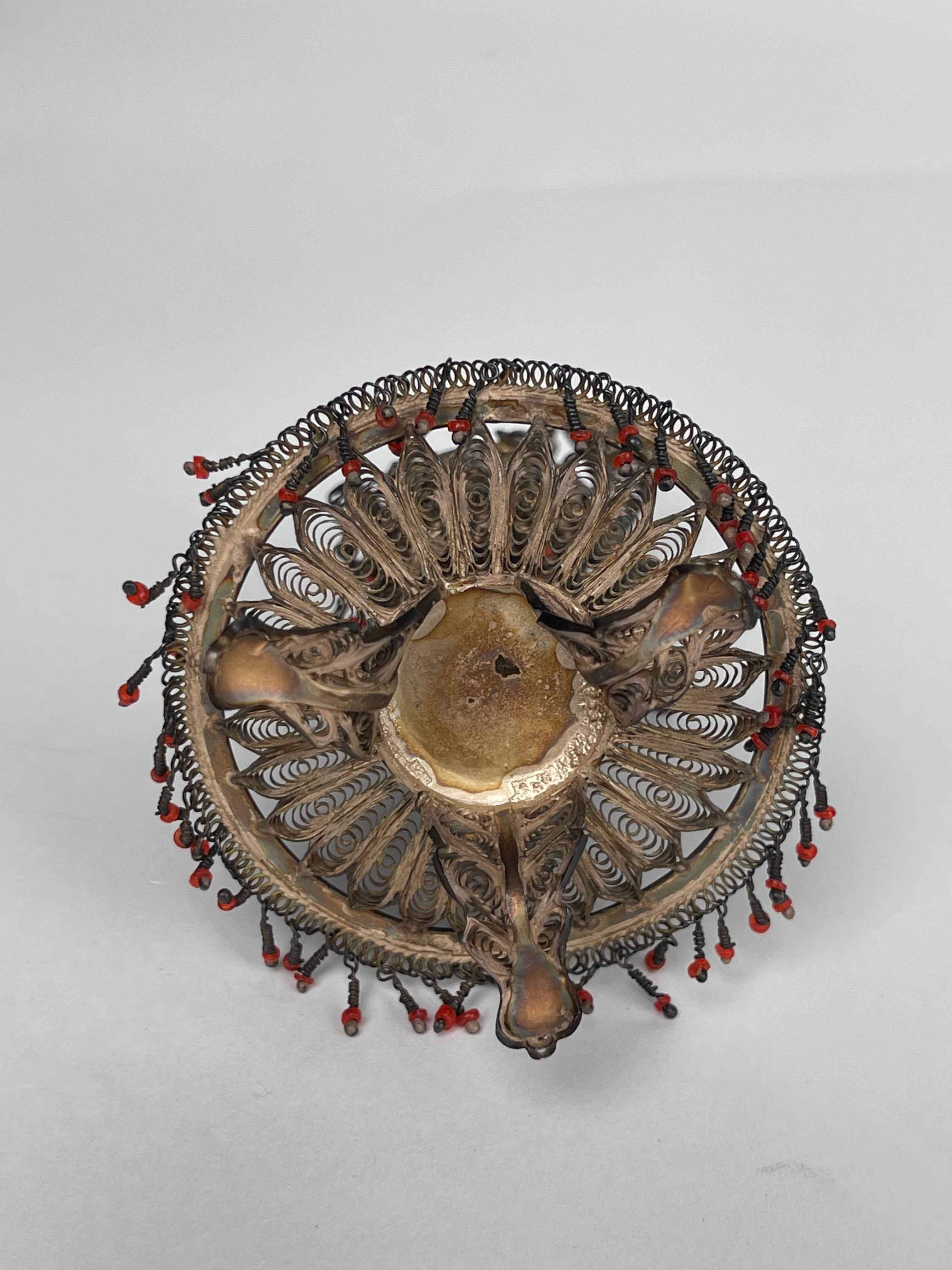 19th Century Persian Qajar Filgree Work Potpourri Bowl