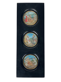 Lot Of Three 19th Century Indian Hand Painted Miniature Paintings Set In An Ebonized Frame