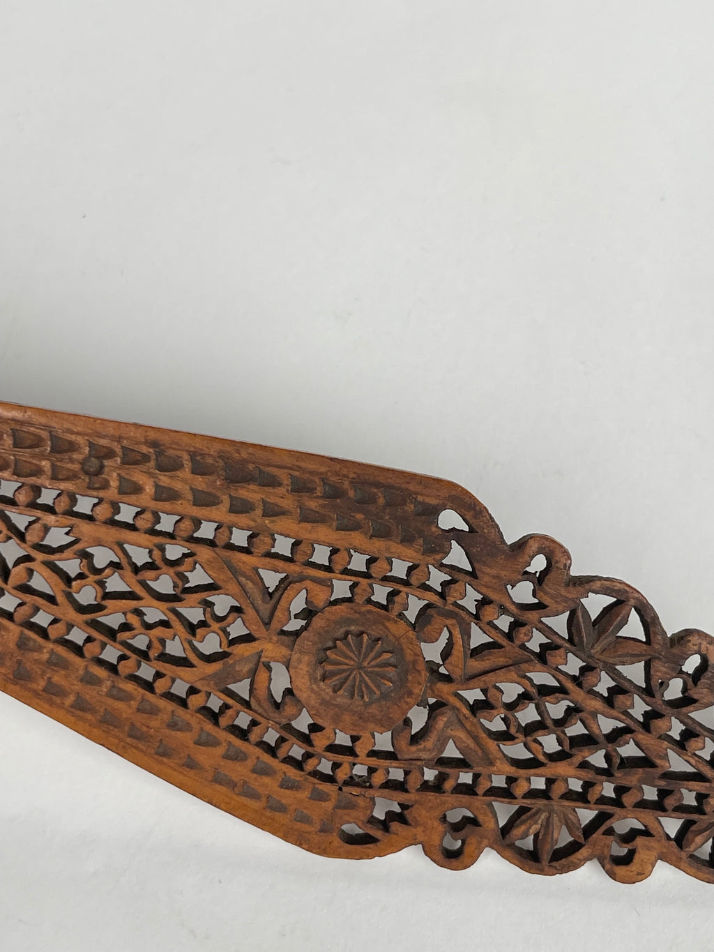 A Persian Qajar Hand Carved Wooden Sherbet Spoon.  Circa 1880