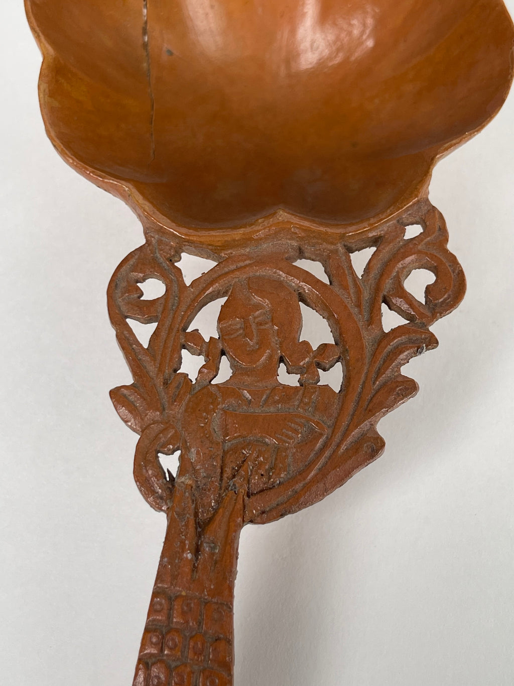 A Persian Qajar Hand Carved Wooden Sherbet Spoon. Circa 1880